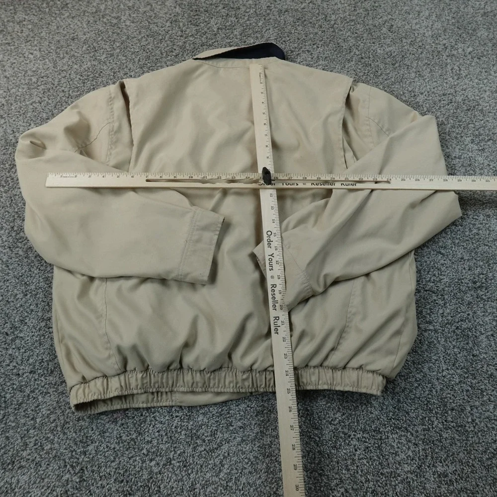 VTG Tommy Hilfiger Jacket Mens L Beige Tan Full Zip Bi Swing Harrington Coat Y2K
